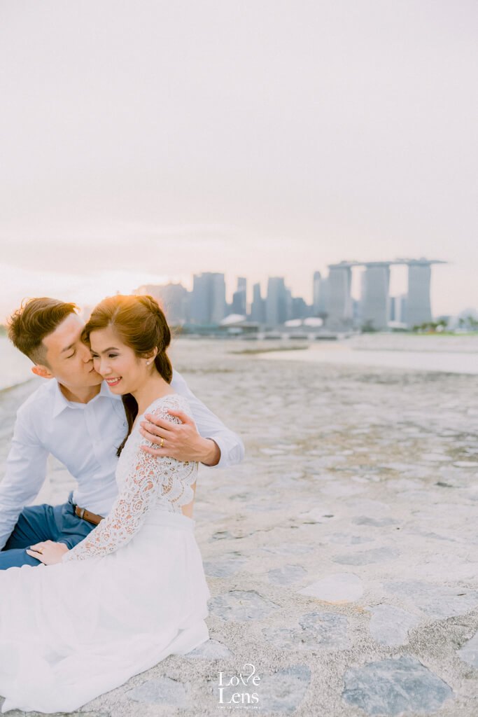 couple in love in sunset